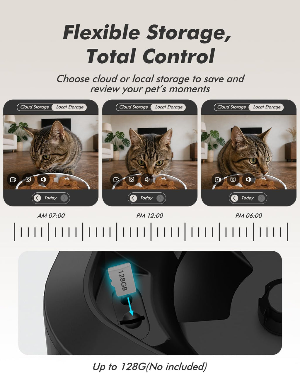 Automatic Dog Feeder with 2K Cameras - 8L/ 34 Cups Cat Food Dispenser for 2-18mm Dry Food, 2.4G&5G WiFi, Night Vision, 2-Way Talk, Up to 99 Portions 15 Meals Per Day, 10s Voice