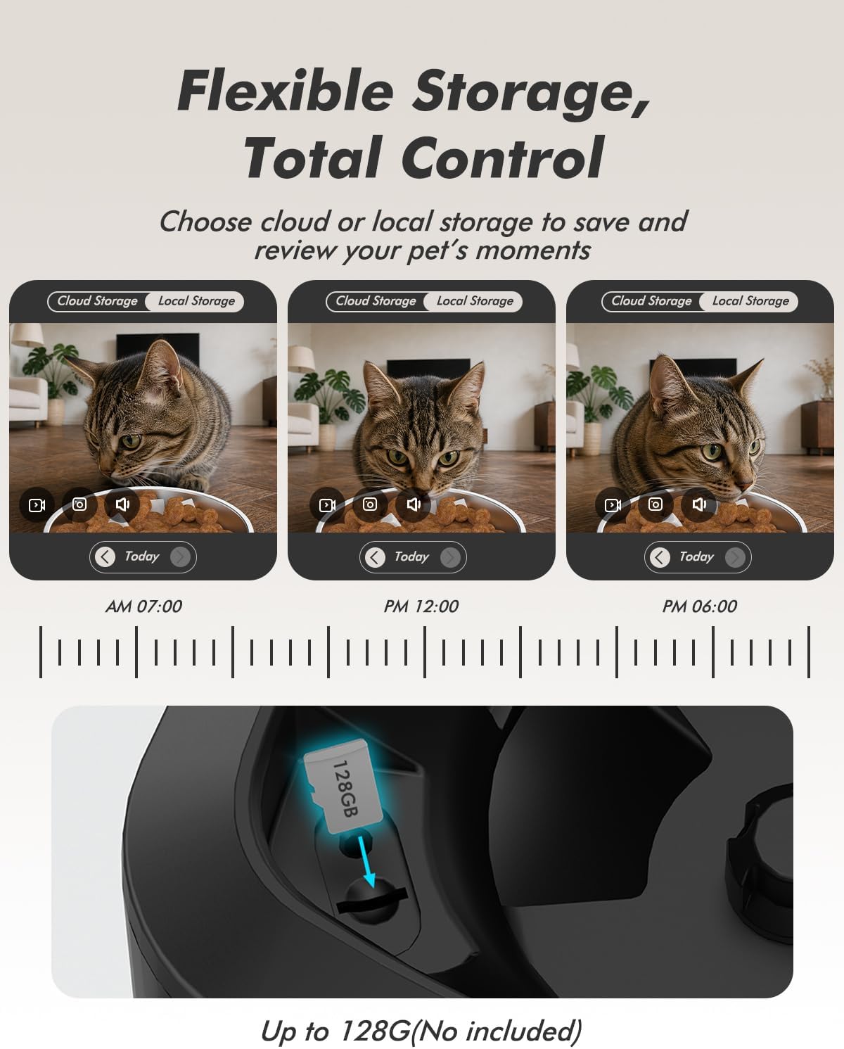 Automatic Dog Feeder with 2K Cameras - 8L/ 34 Cups Cat Food Dispenser for 2-18mm Dry Food, 2.4G&5G WiFi, Night Vision, 2-Way Talk, Up to 99 Portions 15 Meals Per Day, 10s Voice