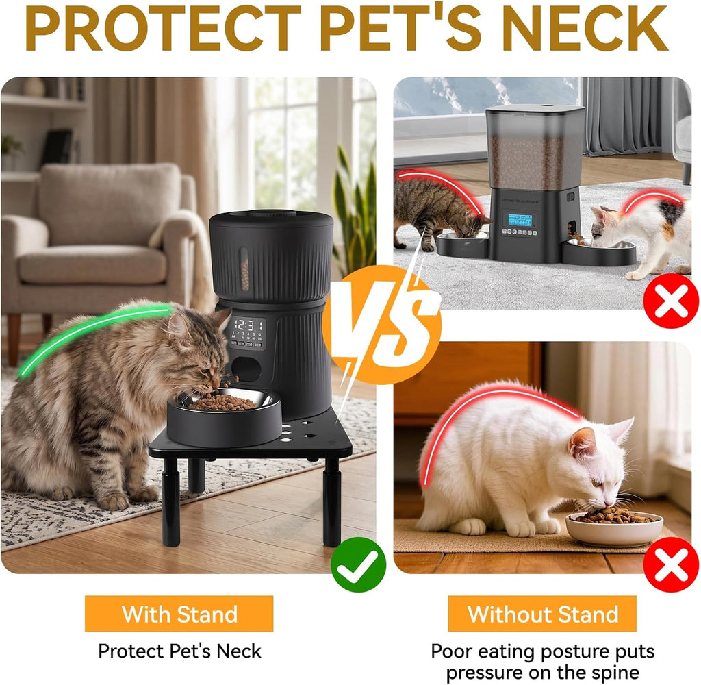 Adjustable Cat Food Stand for Automatic Feeder & Bowl, Non-Slip
