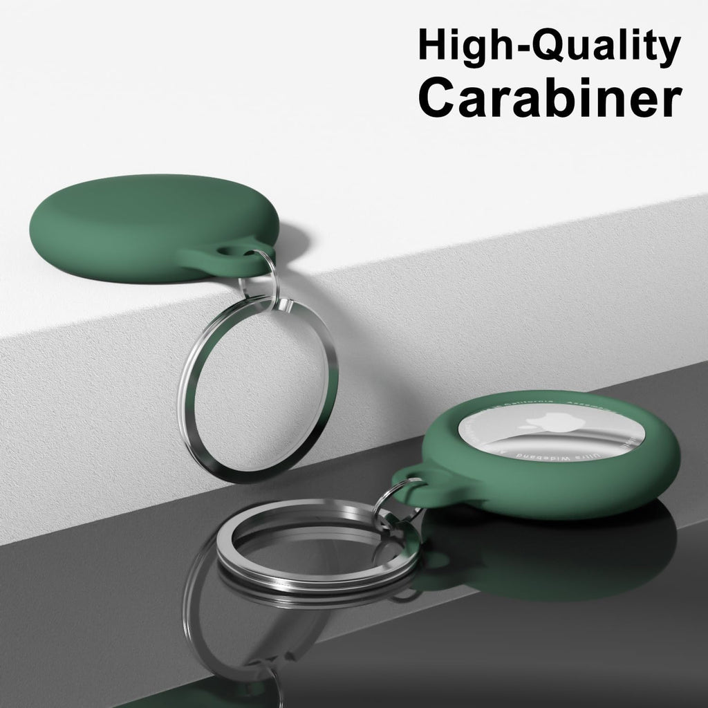 oakxco for Airtag Keychain Silicone, Airtag Holder with Key Ring, Air Tag Cover Cute Accessories for Kids, Luggage, Car Dog Collar, Car, Compatible with Apple Airtag Case Waterproof, Dark Green