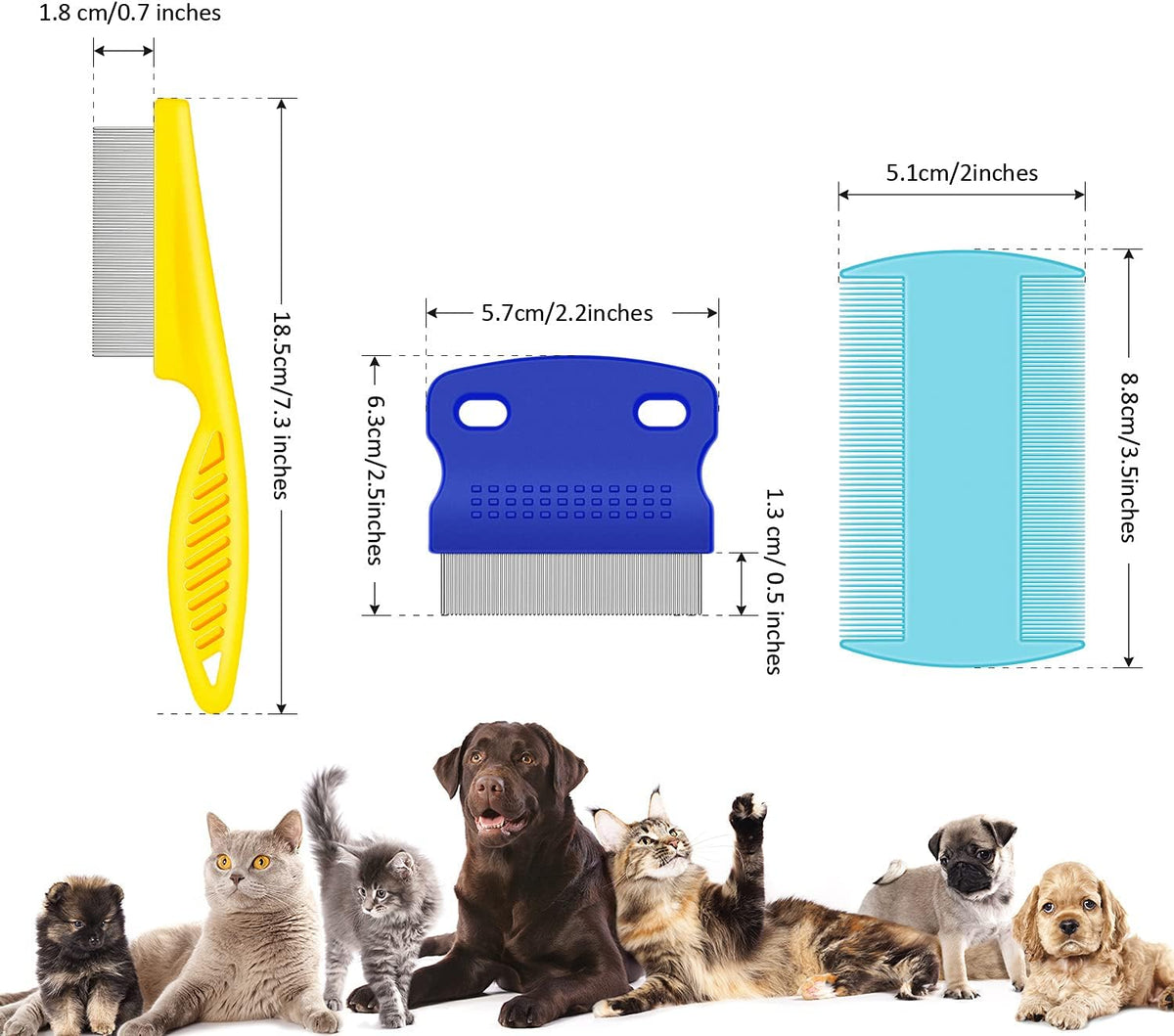 Boao 6 Pack Flea Comb Pet,Pink, Yellow, Dark Blue, Green, Blue, Orange