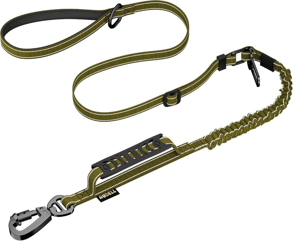 AUBELL Tactical Dog Leash Heavy Duty,4-6ft No Pull Bungee Leash,Green