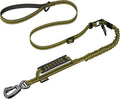 AUBELL Tactical Dog Leash Heavy Duty,4-6ft No Pull Bungee Leash,Green