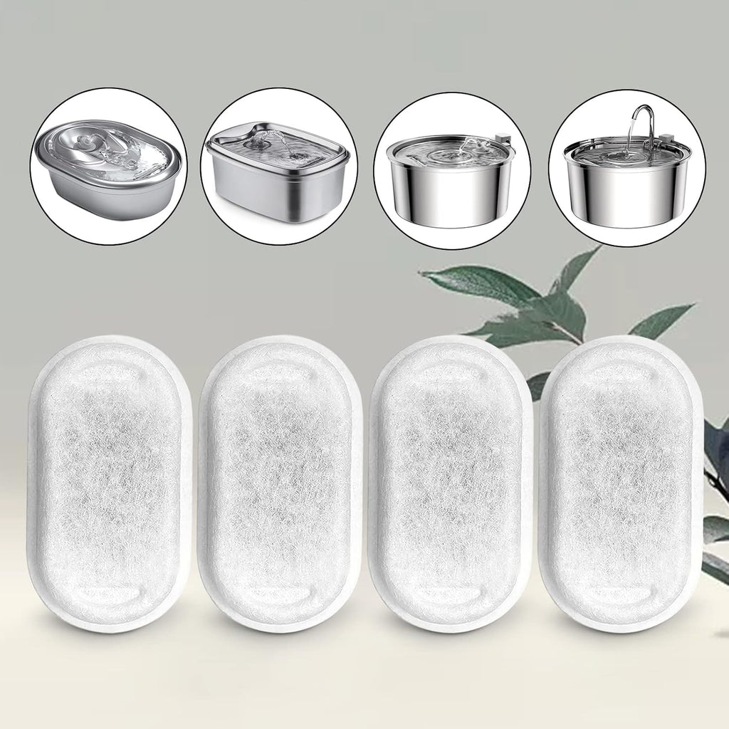 Cat Water Fountain Filters for 108/3.2L& 67oz/2L Stainless Steel Pet Water Dispenser,16 Cat Fountain Filter Replacement with 16 Sponges (16 Filters&16 Sponges)