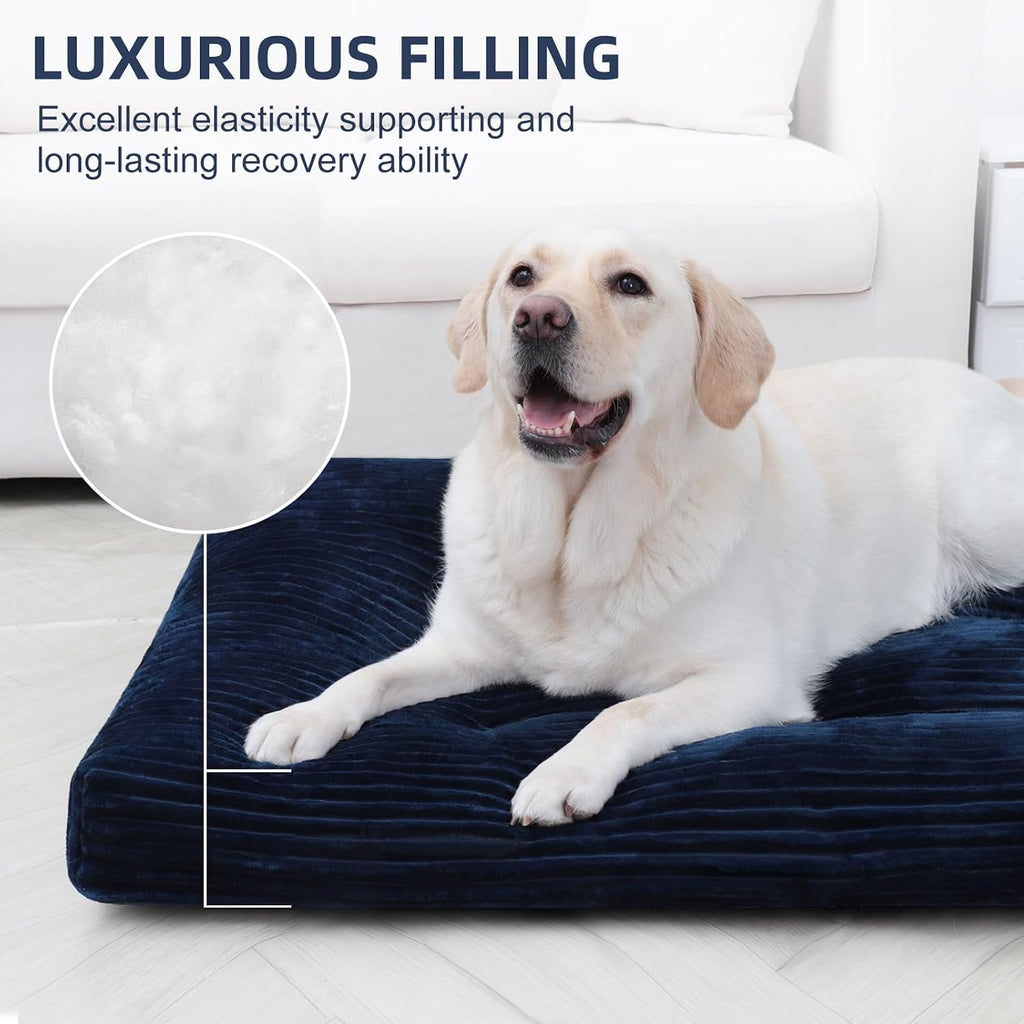 KSIIA Washable Dog Crate Bed Kennel Mat for Large Dogs, 35 x 23 Inch, Blue