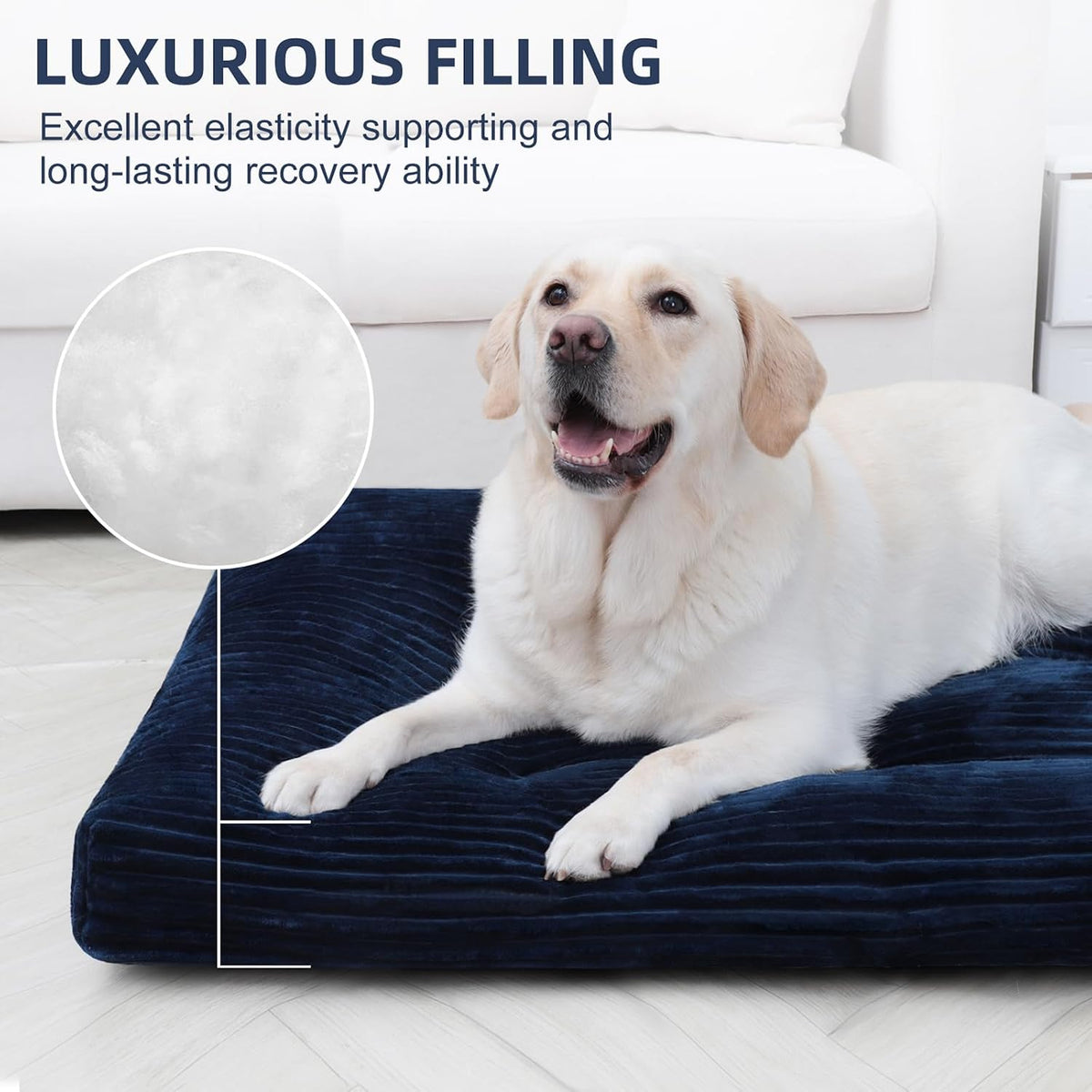 KSIIA Washable Dog Crate Bed Kennel Mat for Large Dogs, 35 x 23 Inch, Blue