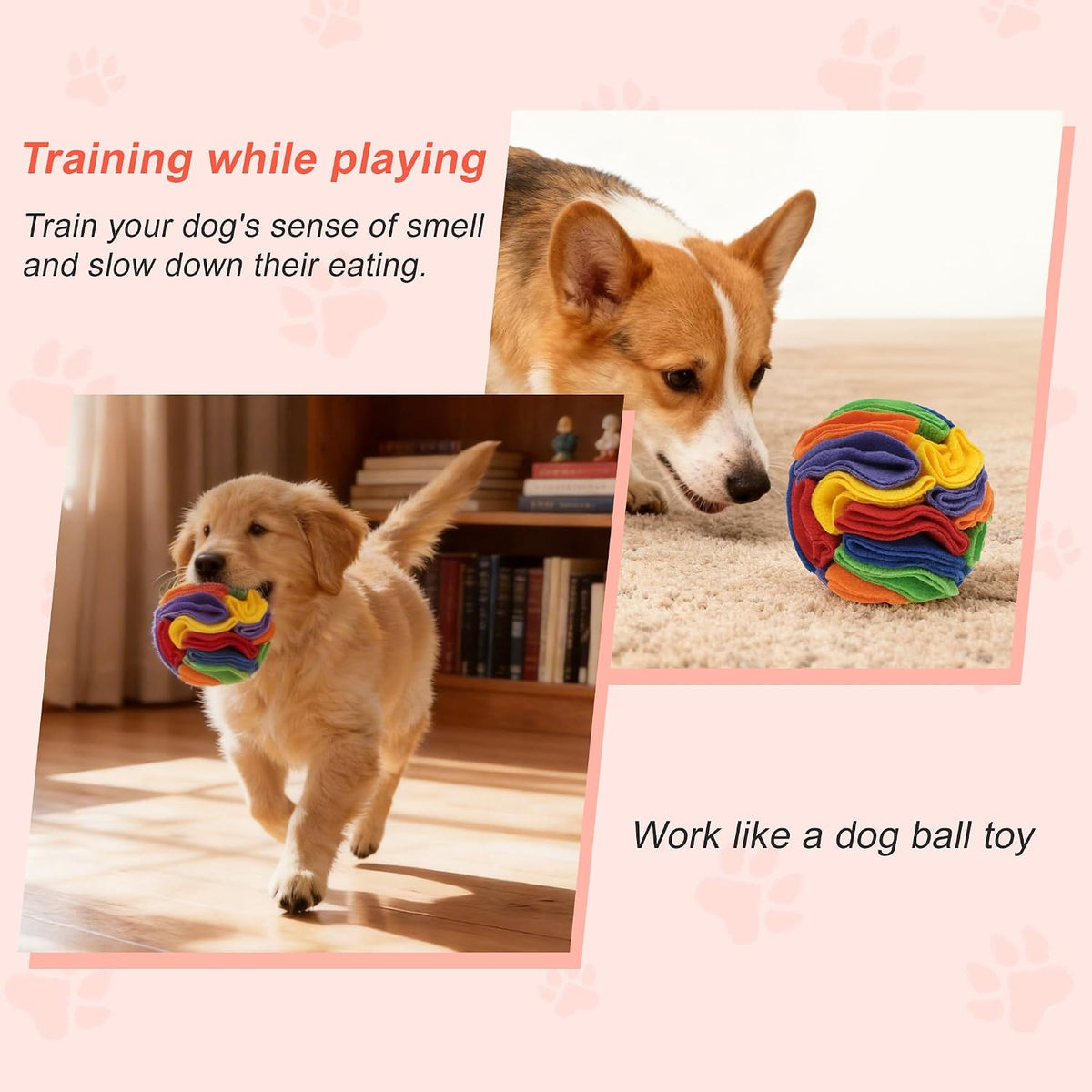Snuffle Ball for Dogs, Interactive Dog Toys, Rainbow, Small