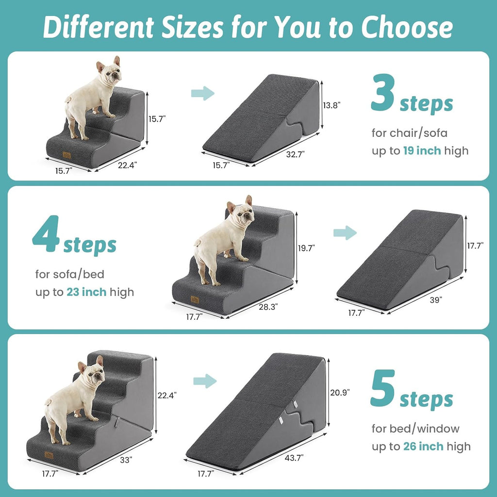 COZY KISS Dog Stairs for Small Dogs, 4-Step 2-in-1 Dog Steps,19.7" H