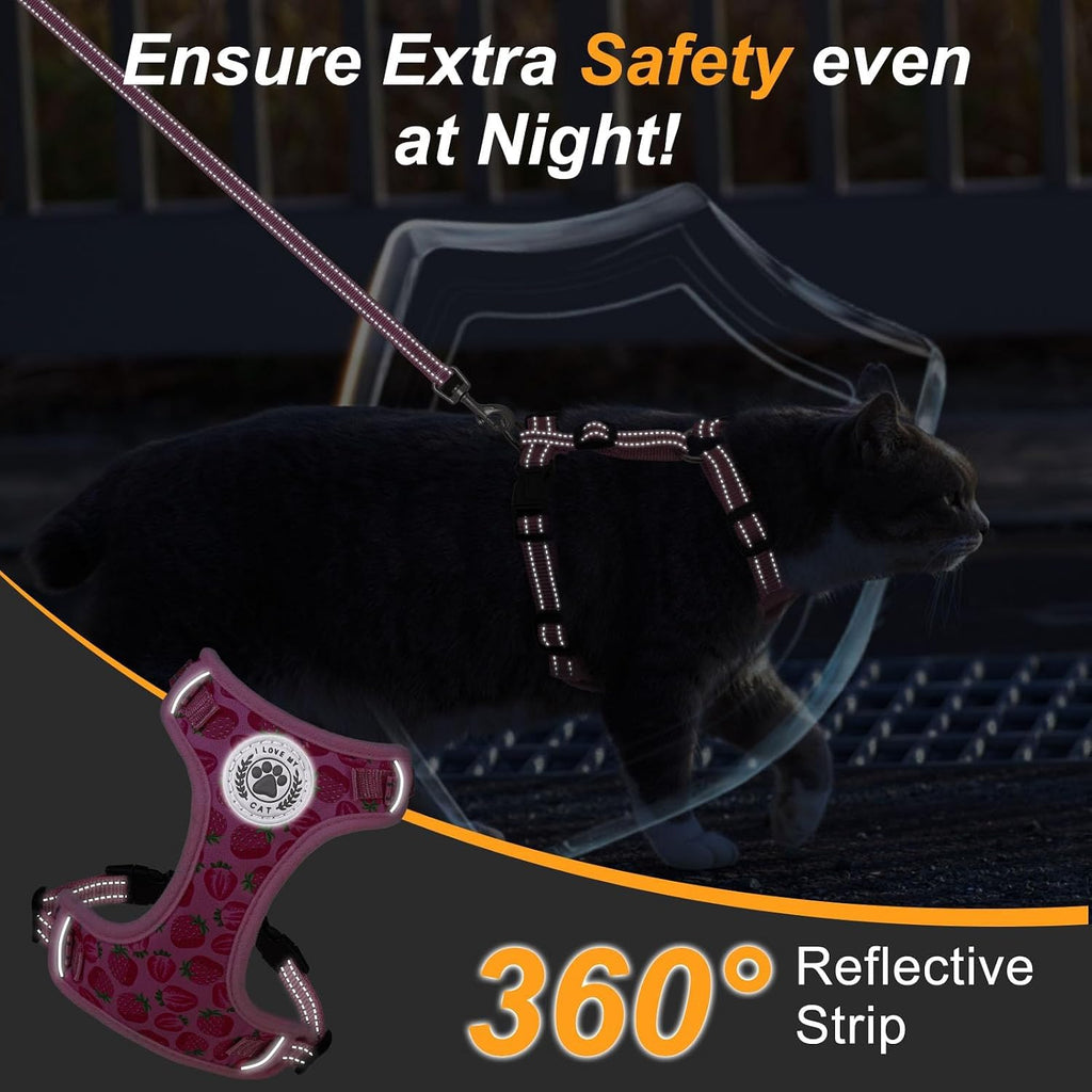 BEAUTYZOO Cat Harness and Leash Set, Escape Proof and Adjustable, Pink