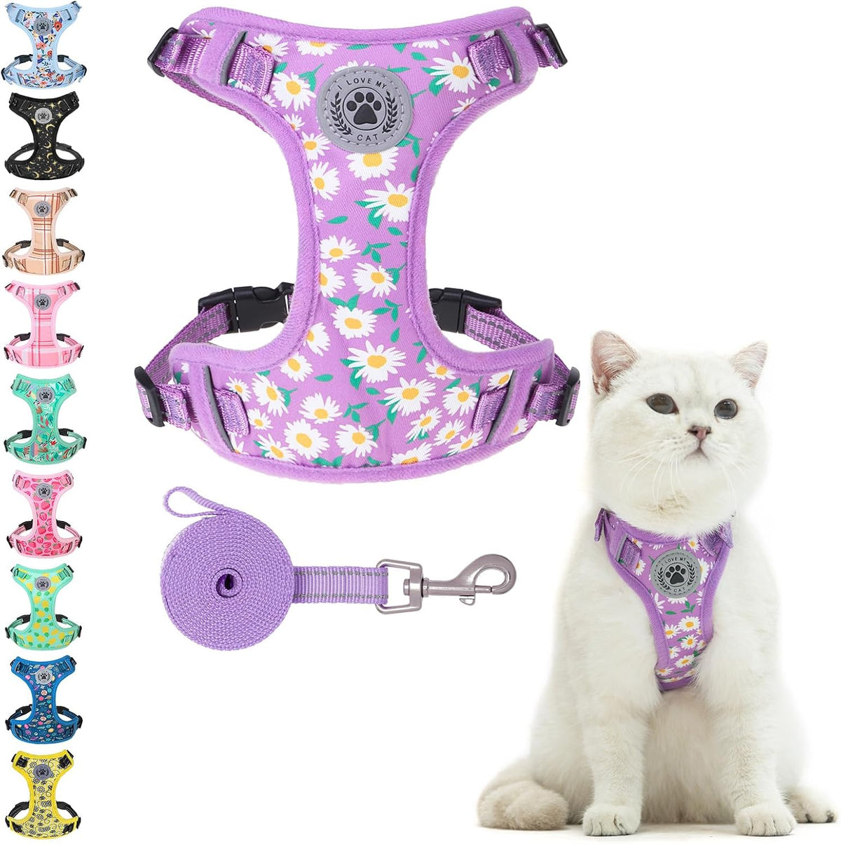 BEAUTYZOO Cat Harness and Leash Set, Escape Proof and Adjustable, Purple