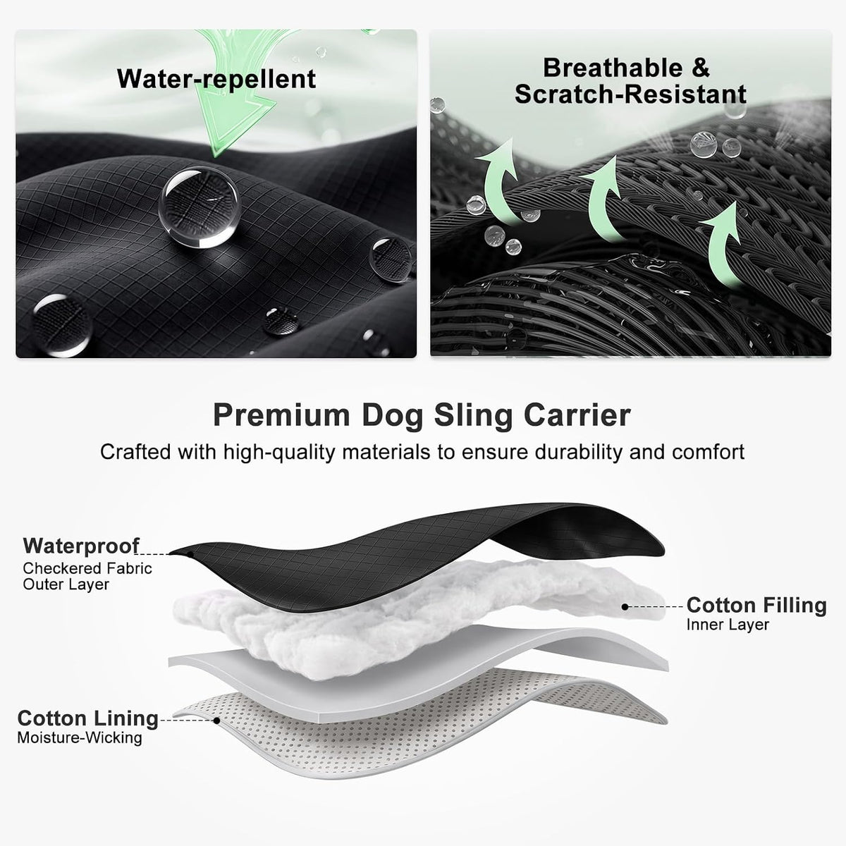 FURTIME Dog Sling Carrier, Puppy Sling for Small Dogs Up to 16 lbs