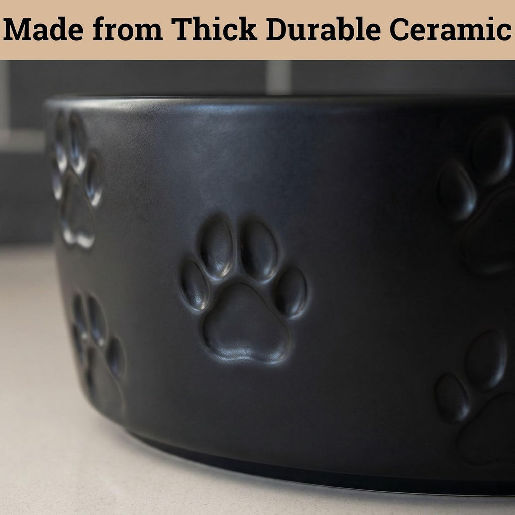 Ceramic Dog Bowl Set of 2 with Anti-Skid Base, 5.5"W x 2"H, 2 Cup Capacity