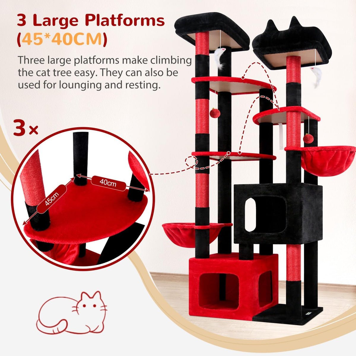 Globlazer S74E Pro Gothic Heavy Duty Maine Coon Cat Tree for Large Cats