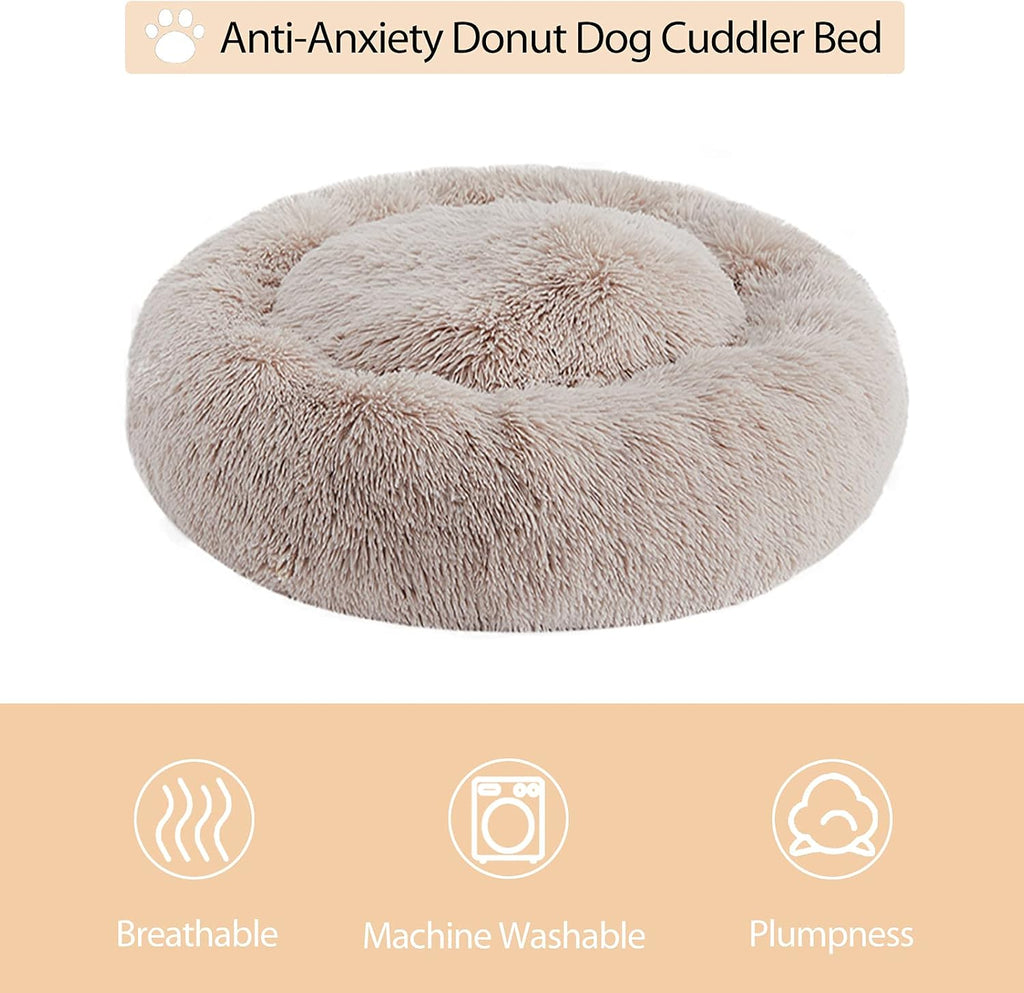 WNPETHOME Medium Round Calming Dog Bed Cat Bed for Comfy Sleep
