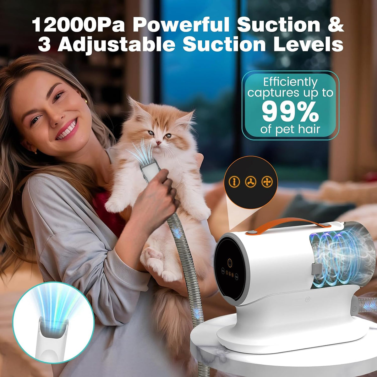 Pet Hair Vacuum with Clipper, 12000Pa, PG100