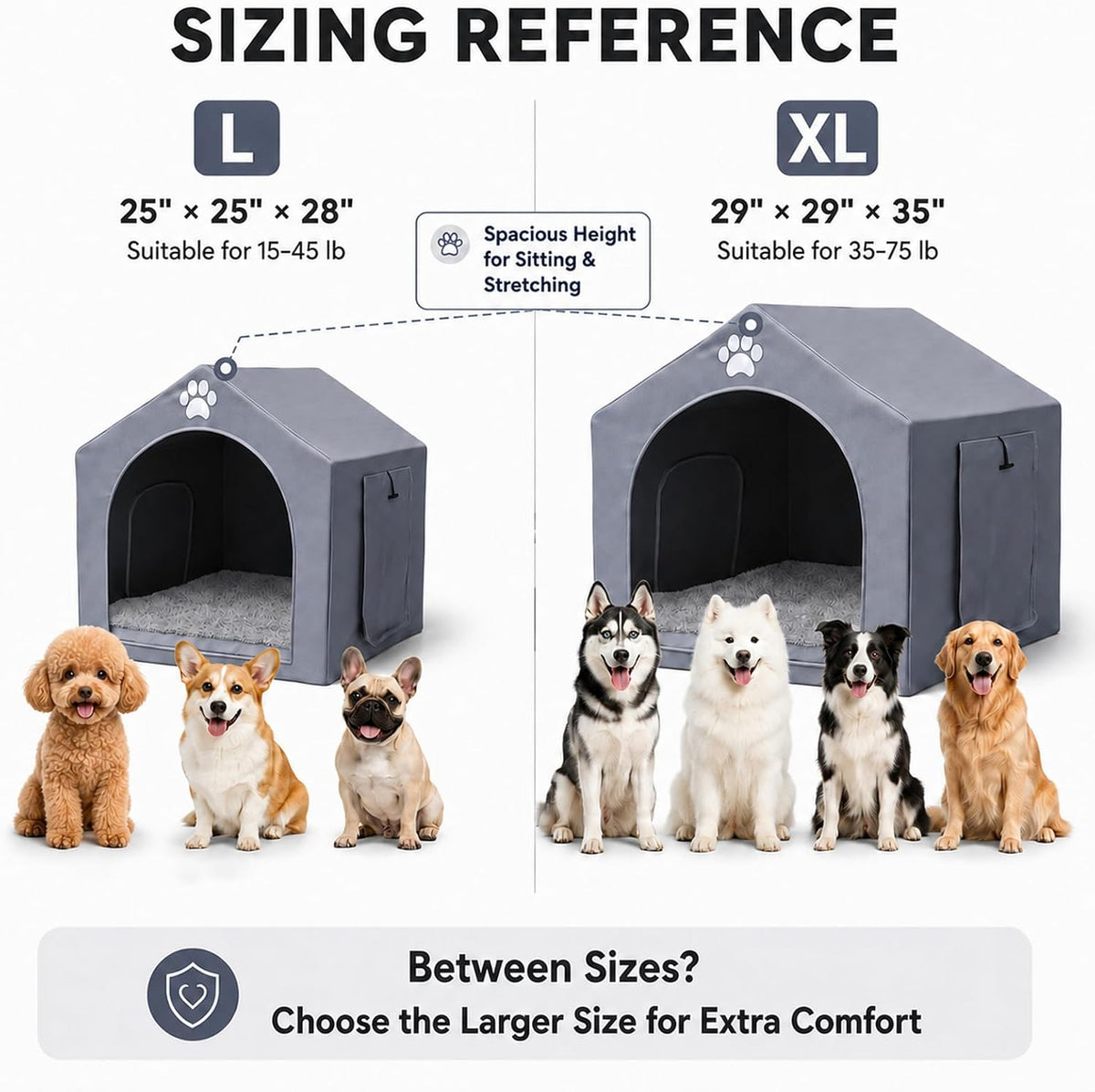 Dog House Indoor for Medium Dogs, 25 x 25 x 28 Inch for 15-45 lbs Dogs