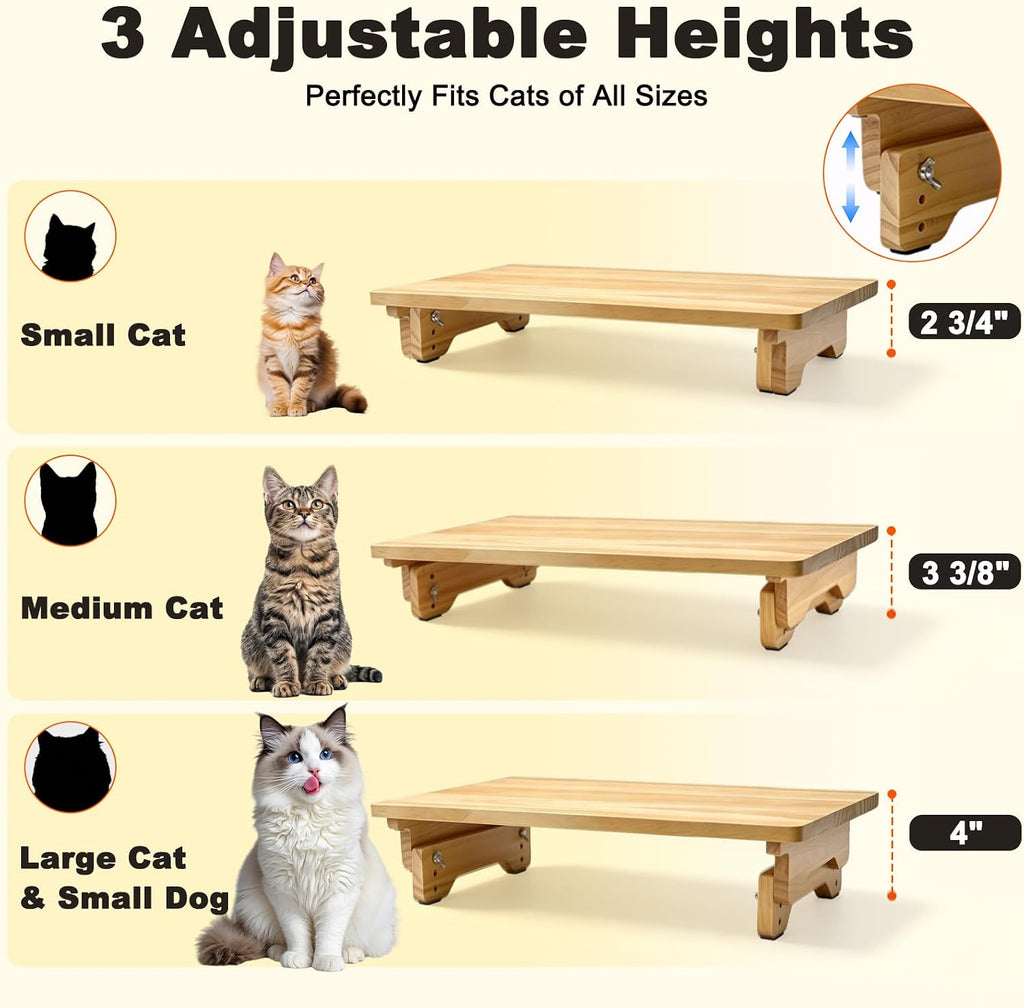 SZEE Adjustable Cat Food Stand, for Rectangular 2-Bowl Automatic Cat Feeder