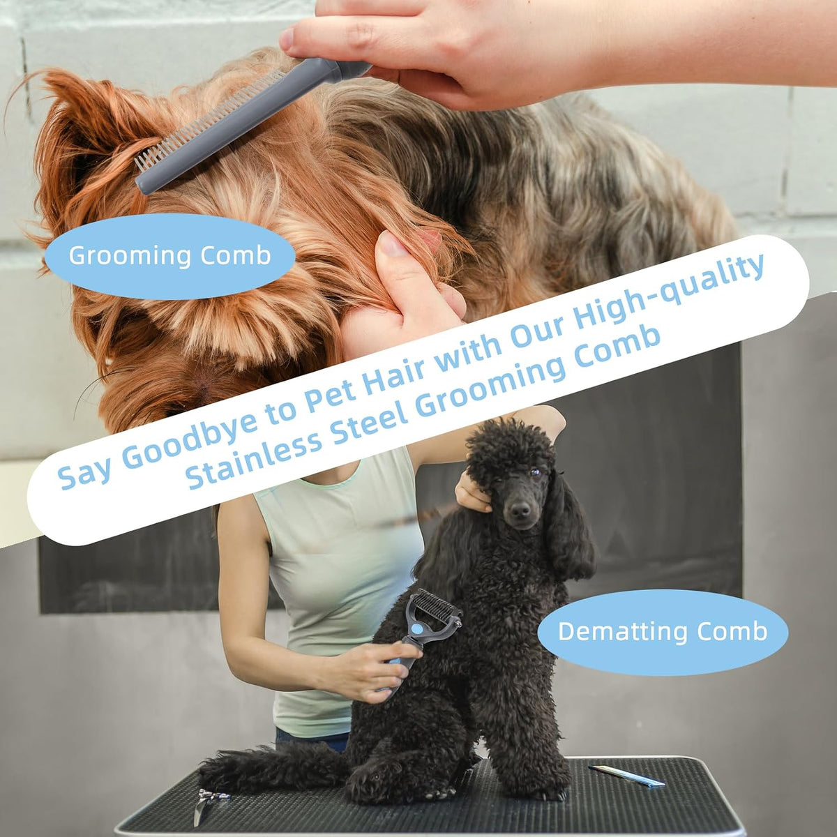 Wisedog 7-in-1 Dog Grooming Kit for Small Medium Dogs & Cats, Blue