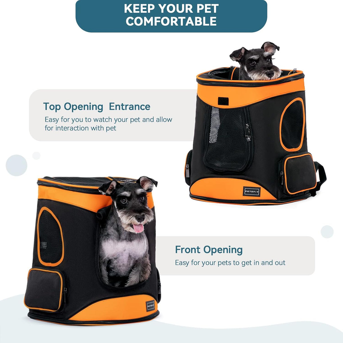 Petsfit Dog and Cat Backpack Carrier, Padded Waist Support, Up to 18 lb