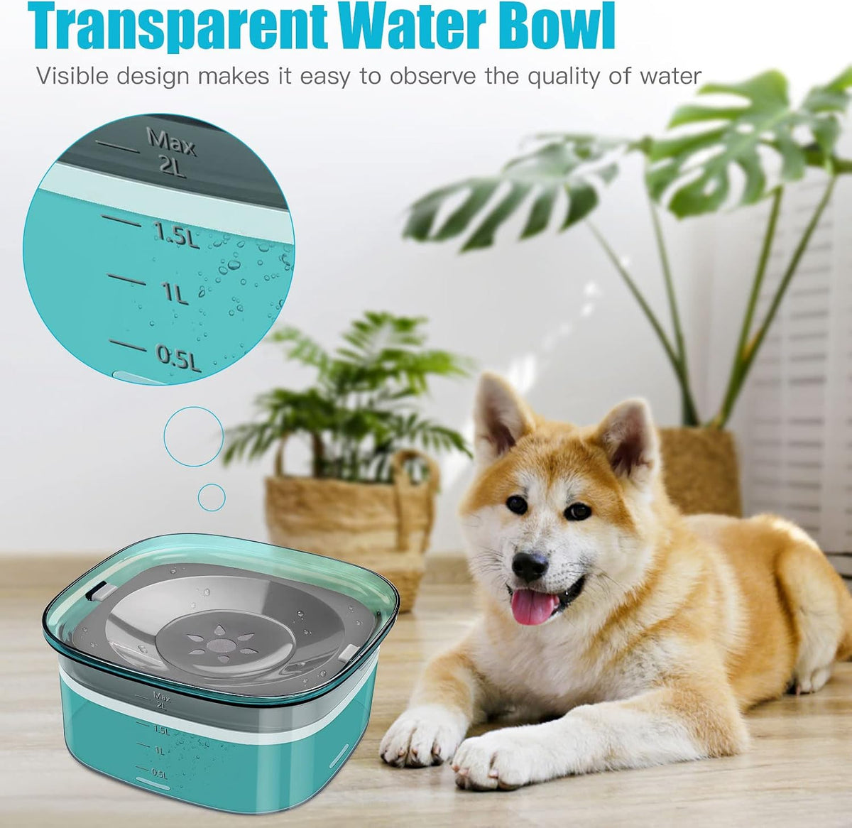 UPSKY 70oz Dog Water Bowl, No Spill Slow Drinking Feeder for Messy Drinker | Large Capacity, Spill Proof, Prevent Pet Prevents Choking, Anti-Slip, Visible Water Level, Suitable for Travel and Car Trips