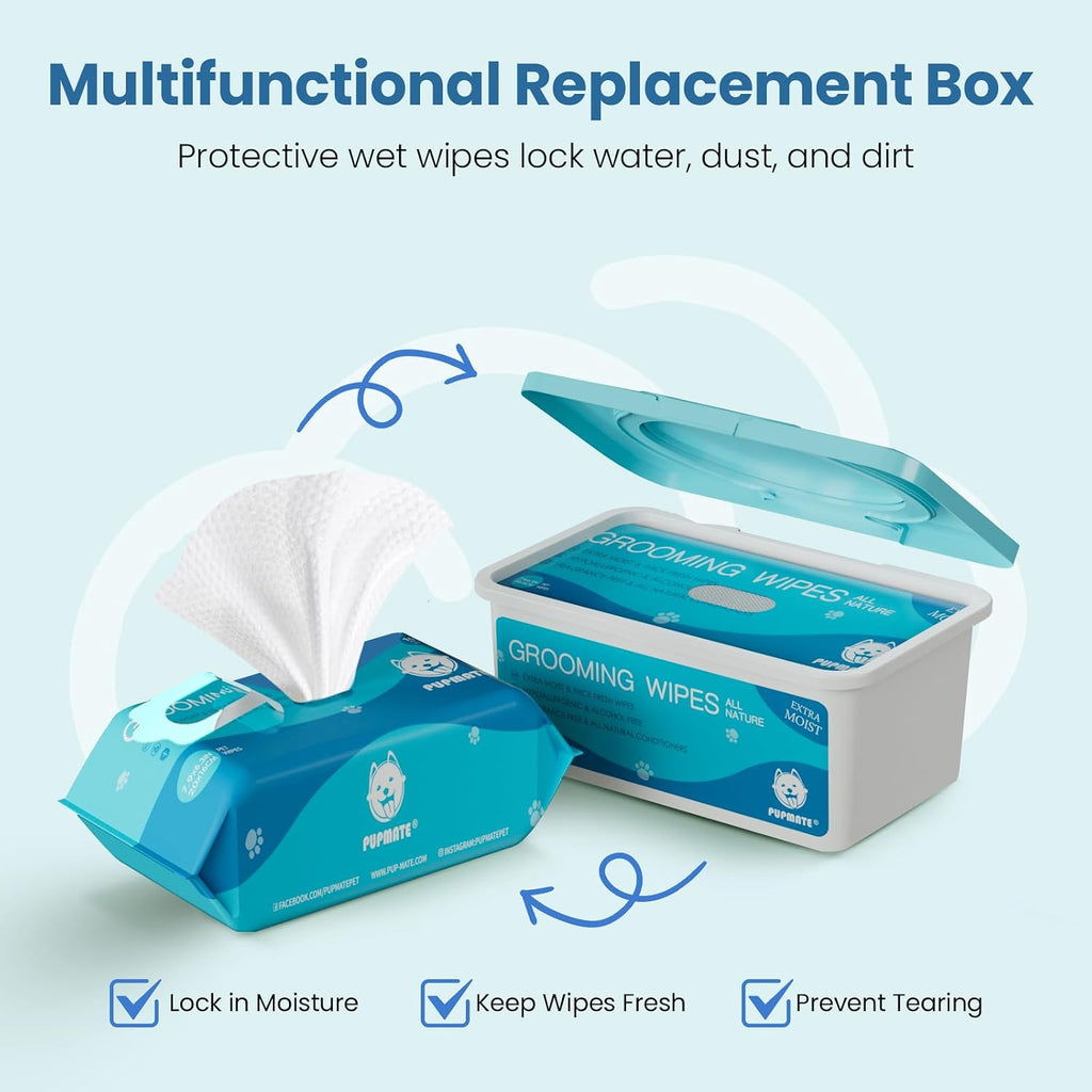 Pet Wipes for Dogs & Cats, Extra Moist & Thick Grooming Puppy Wipes with 100 Fresh Counts, Aloe Vera/Nature 