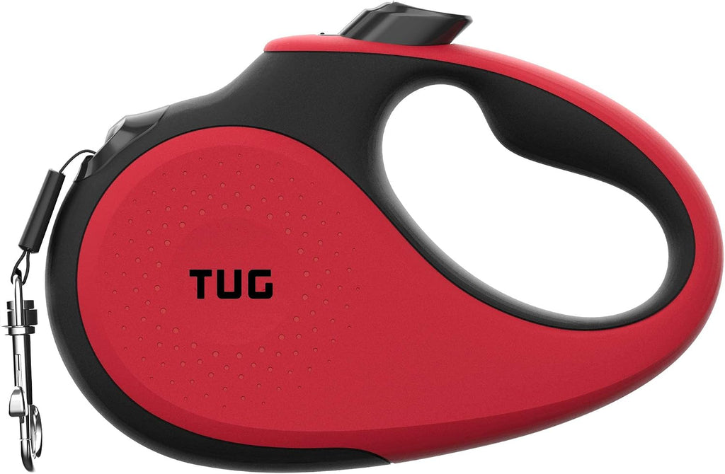 TUG 360° Tangle-Free Retractable Dog Leash with Waste Bag Dispenser (Medium, Red)