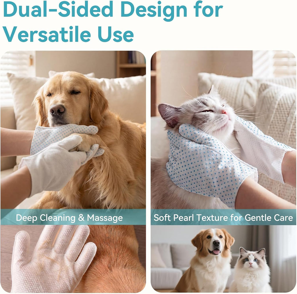 Pet Glove Wipes Pro, Massage Grooming for Dogs & Cats