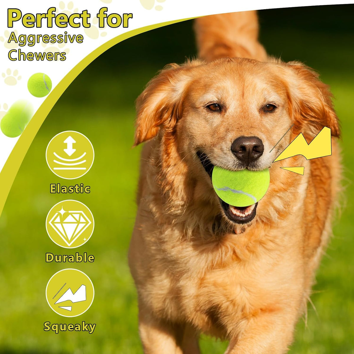 Swingers Squeaky Tennis Balls for Dog, 2.5 Inch Training Tennis Balls | Exercise Ball for Pet Dog with Mesh Carry Bag, Easy to Transport, Yellow, 24 Pack, For Interactive Play, Anxiety Relief
