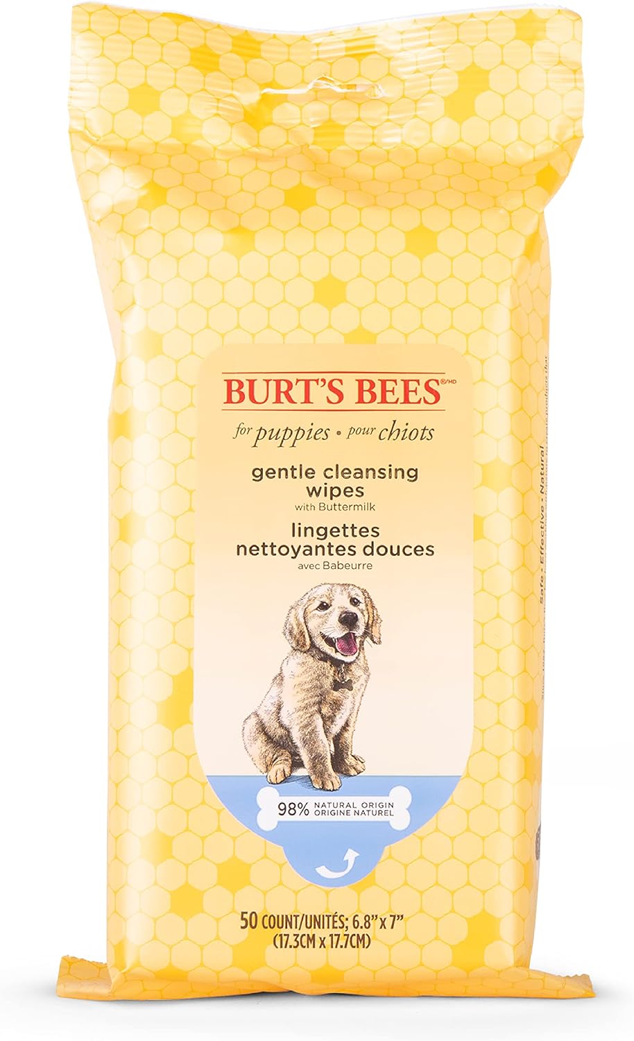 Burts Bees for Pets Gentle Cleansing Puppy Wipes, Buttermilk, 50 Count