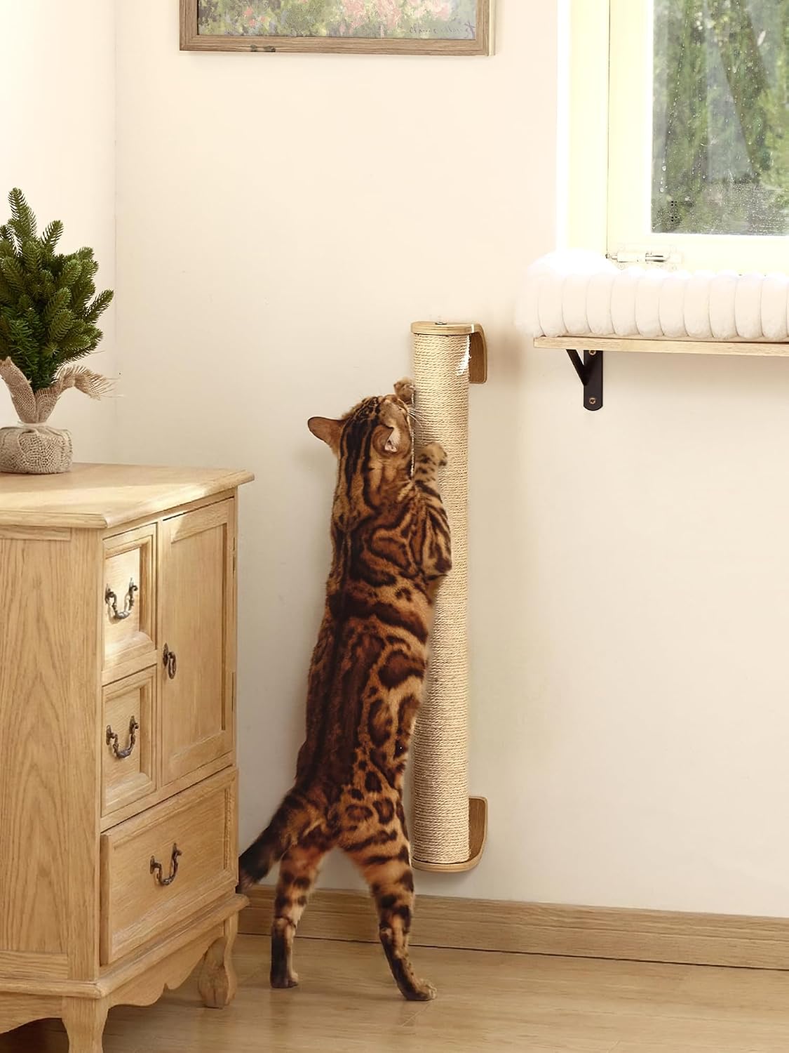 FUKUMARU Cat Wall Scratcher, 28" Kitten Scratching Post