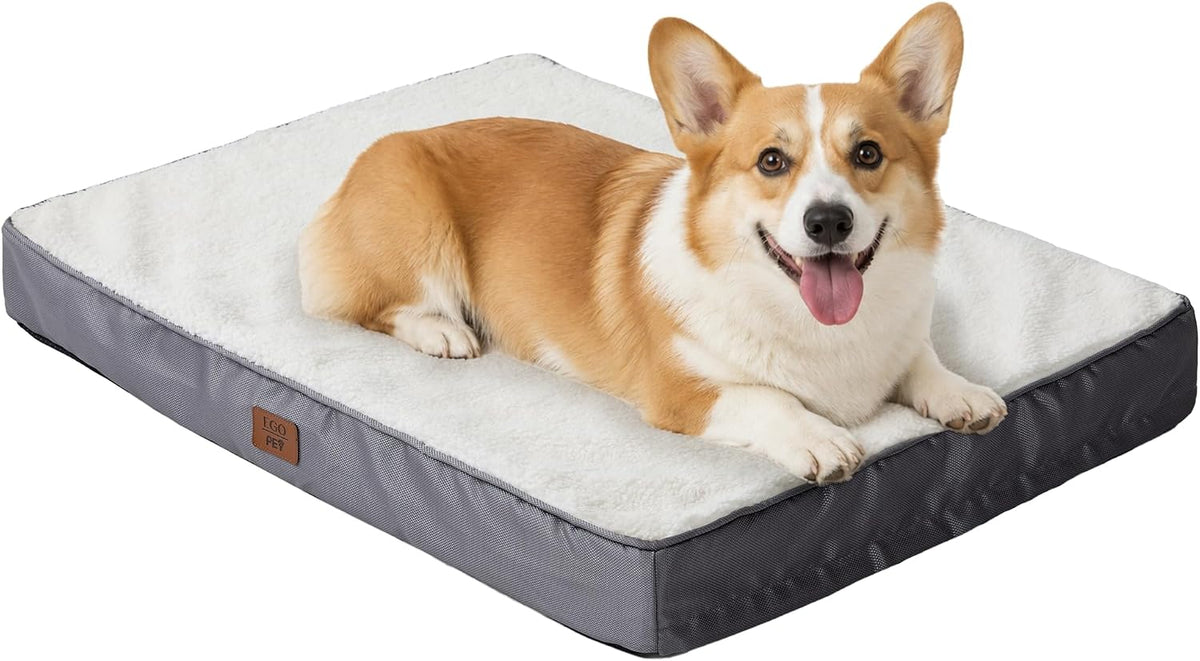 EGOHOME Comfort Orthopedic Egg-Crate Foam Flat Dog Bed, Beige, 29x21