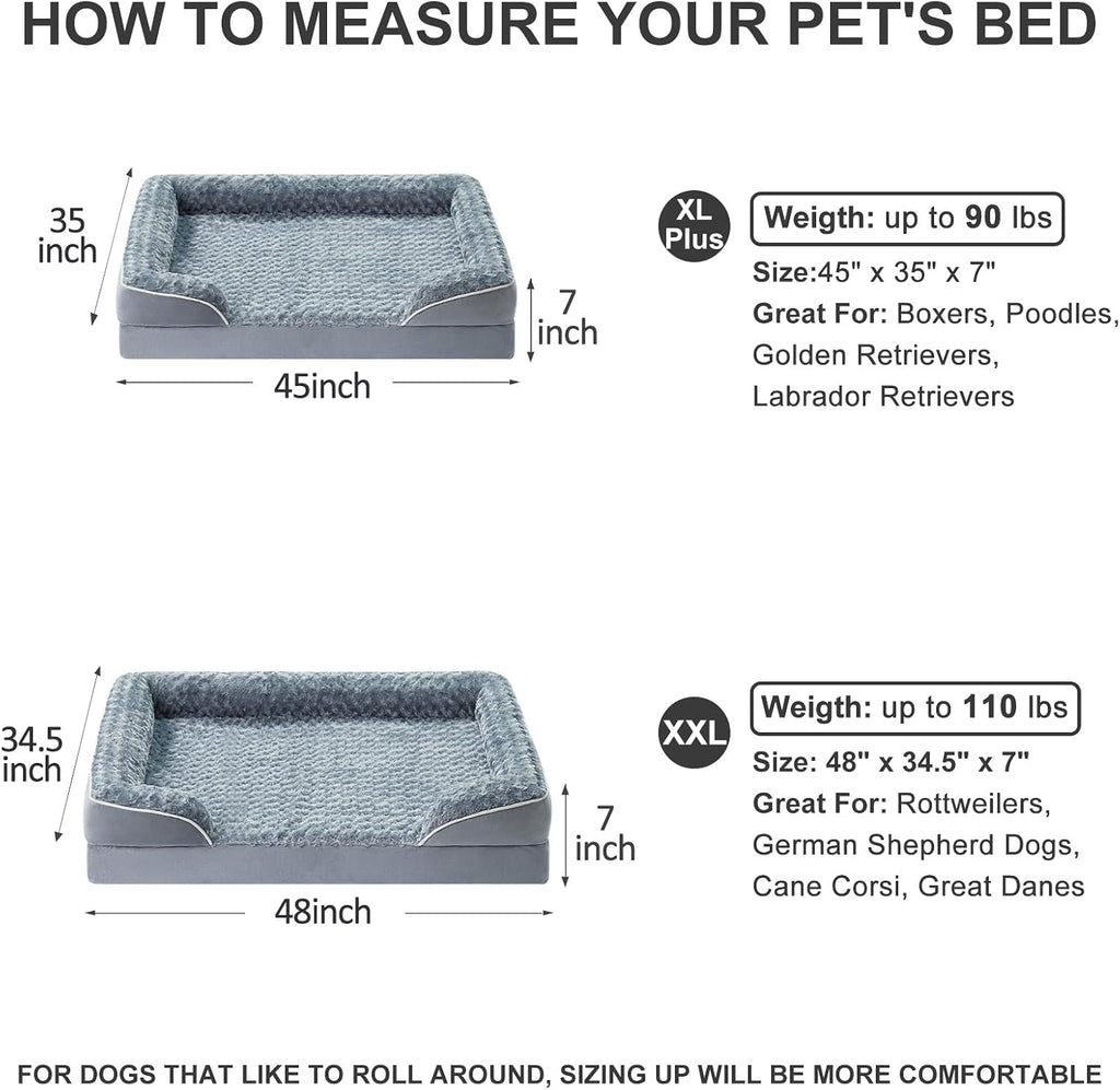 WNPETHOME Orthopedic Washable XL Dog Bed for Senior Dog Cozy Sleep