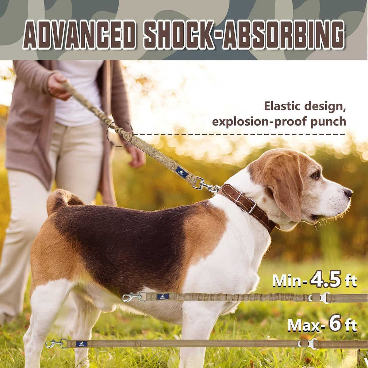 AUROTH Bungee Dog Leash for Large Dogs, No Pull for Shock Absorption