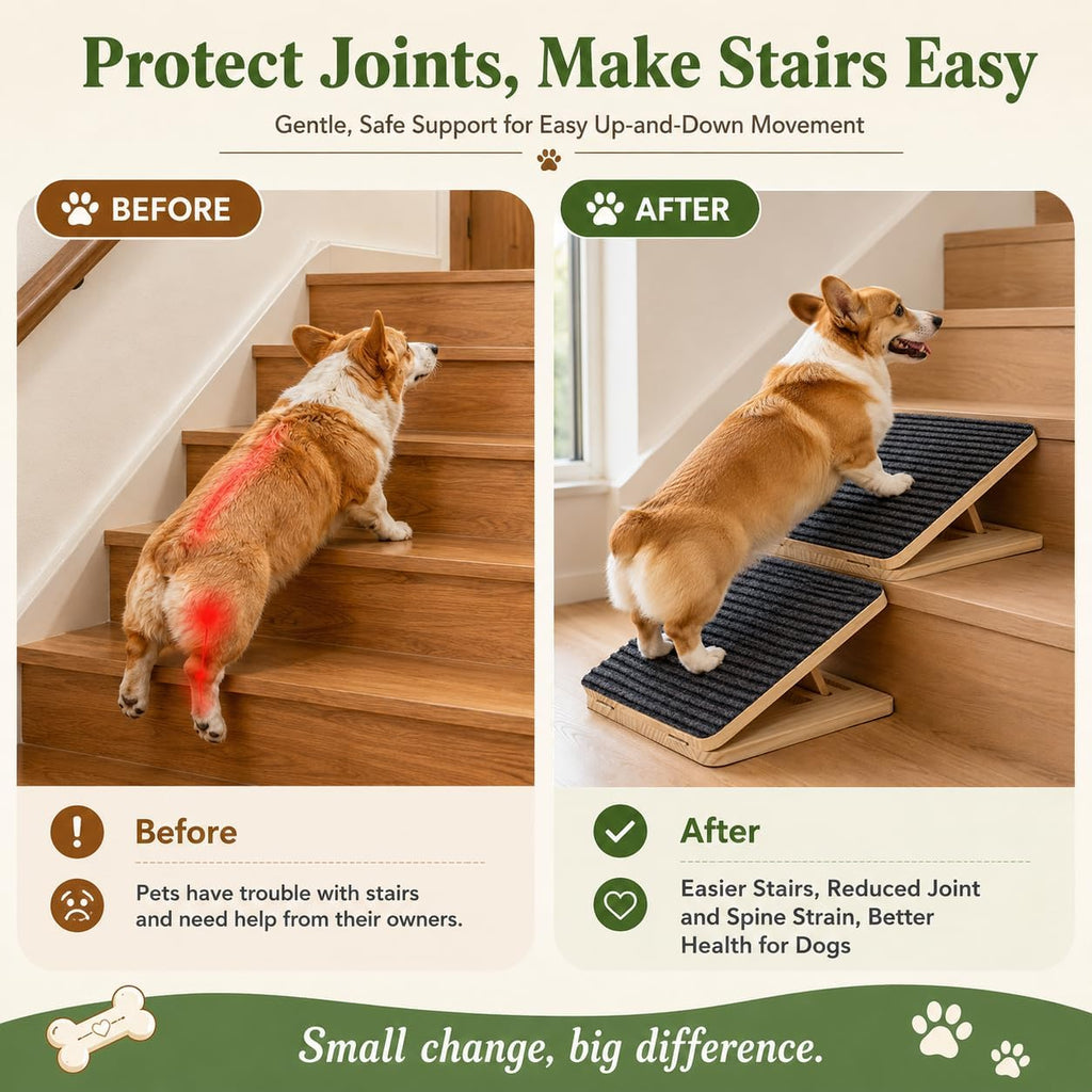 Dog Ramp for Stairs, Foldable Stair Wedges Assist for Small Dogs, 1 Pack