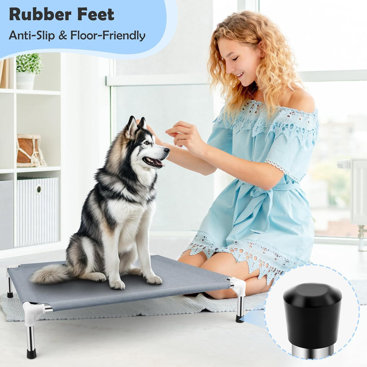 Elevated Dog Bed, Raised Dog Bed for Large Dogs, Cooling Dog Cots Beds