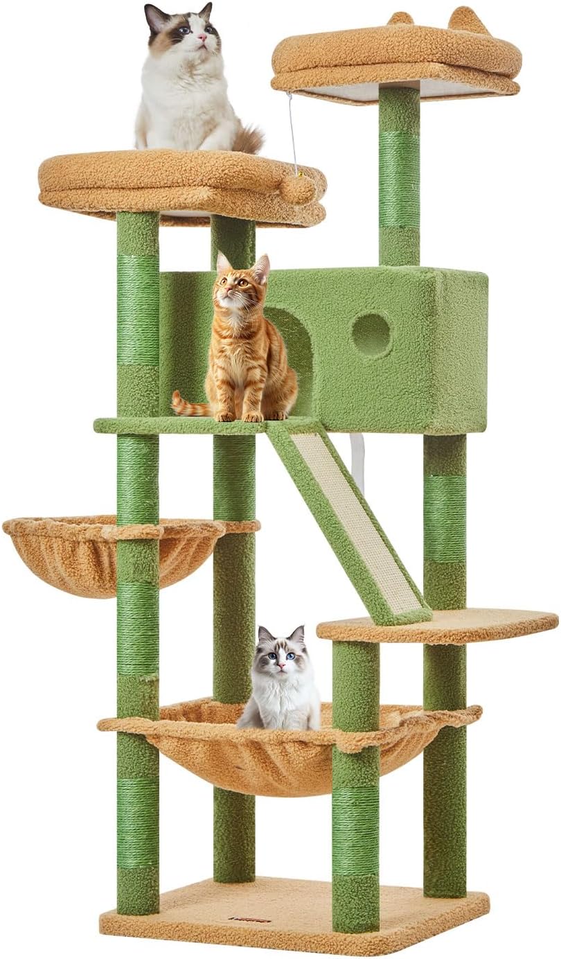 Taoqimiao Cactus Cat Tree, 58In Cat Tower for Indoor Cats Large Adult