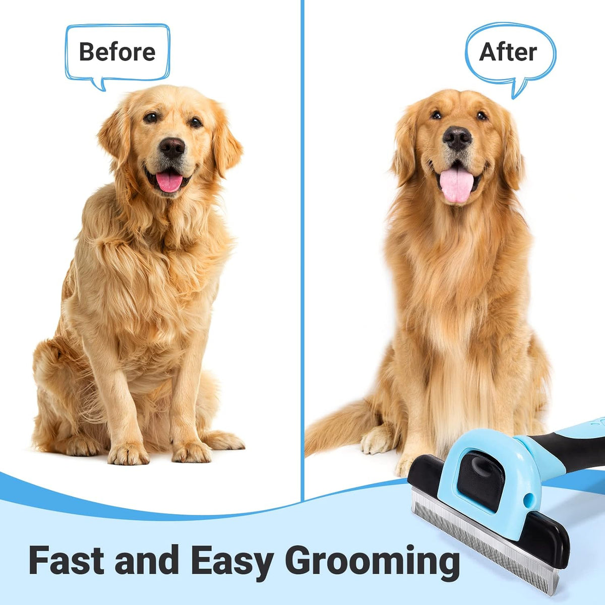 MIU COLOR Pet Grooming Brush, Deshedding Tool for Dogs & Cats, Blue | Effectively Reduces Shedding by up to 95%,Safe and Comfortable for Short Medium and Long Pet Hair 