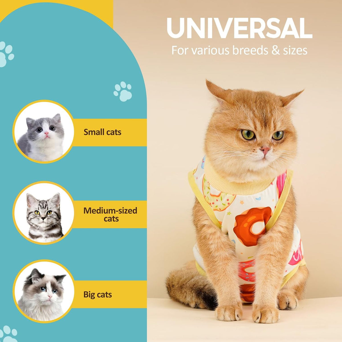 Avont Cat Recovery Suit - Kitten Onesie for Cats After Surgery