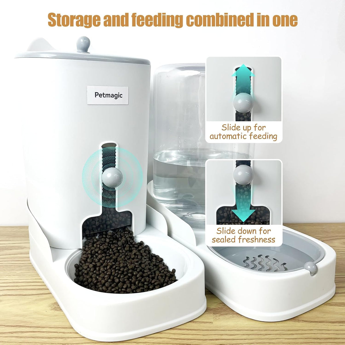 Gravity Cat Feeder By Petmagic,Cat Food and Water Bowl Set.