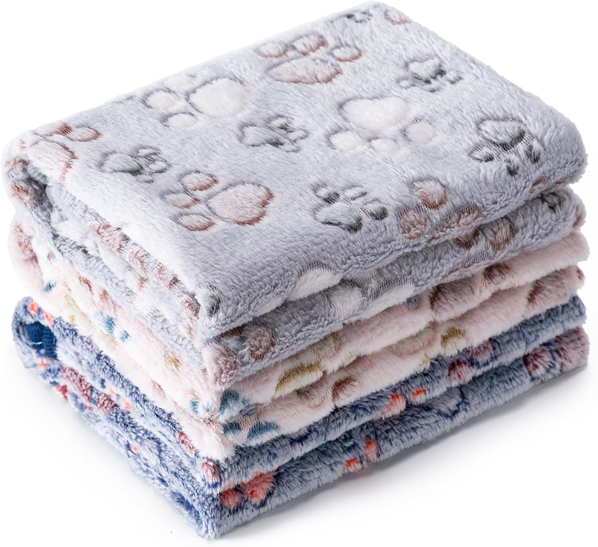 1 Pack 3 Blankets for Dog Puppy Cat (Small 23x16'', Beige, Grey, Navy)