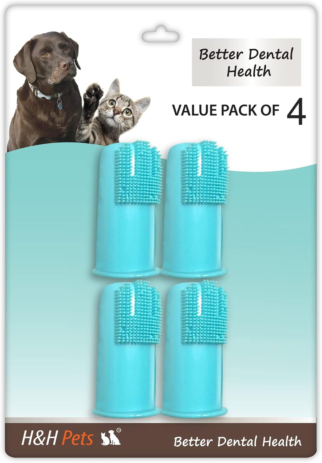 Professional Dog Finger Toothbrush by H&H Pets,Pack of 4 