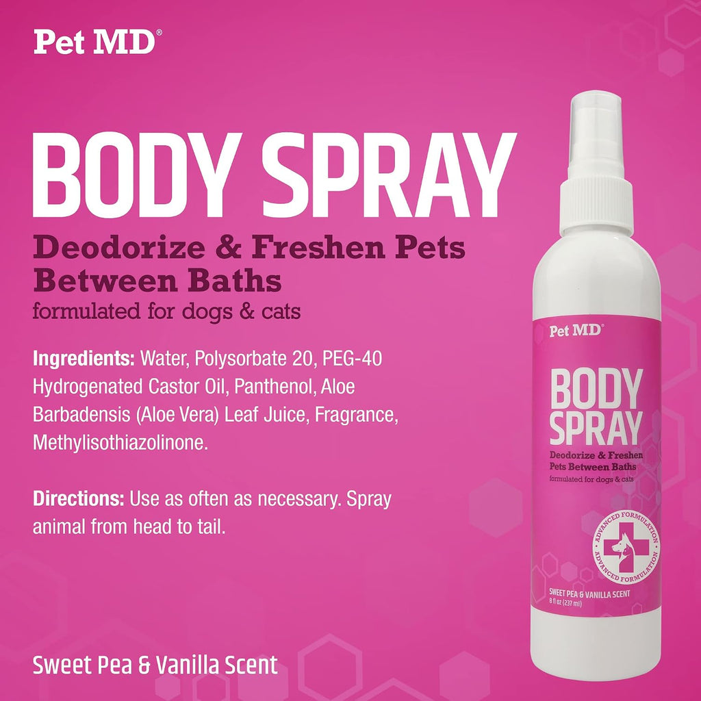 Pet MD Body Spray for Dogs & Cats - Sweet Pea & Vanilla - 8fl oz