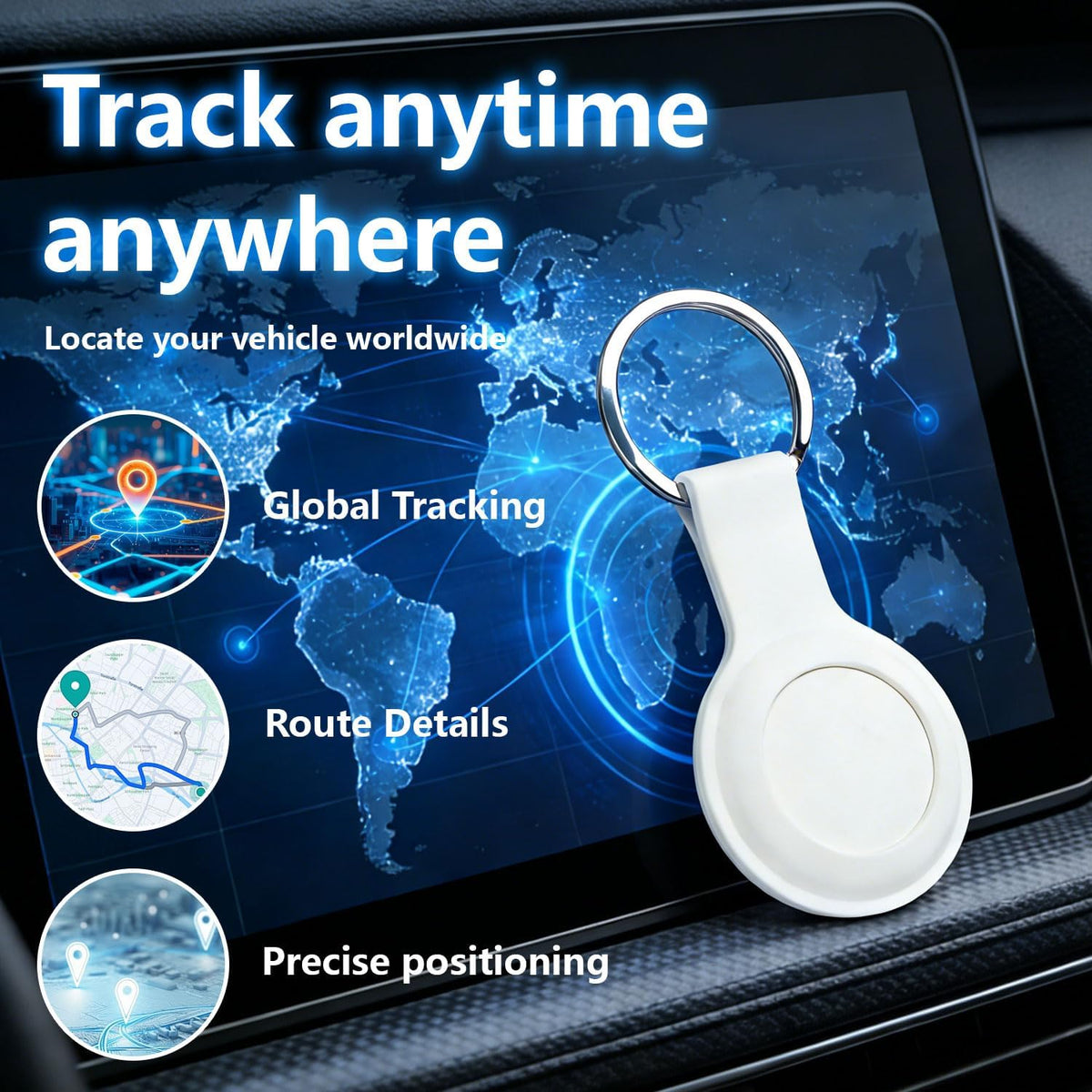 GPS Tracker for Vehicles and Cars, Real-Time Location Tracking Device, No SIM Card No Subscription, No Monthly Fee, Long Standby Waterproof Tracker for Pets, Dogs & Valuables (Android & iOS)