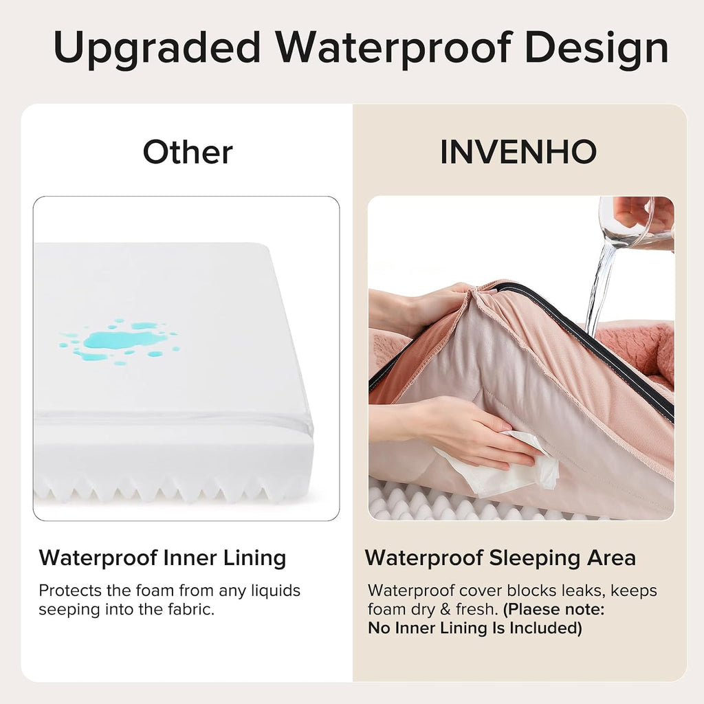 INVENHO Orthopedic Dog Beds Large Sized, XL Washable Dog Sofa with Egg-Crate Foam, Waterproof Lining and Non-Skid Bottom