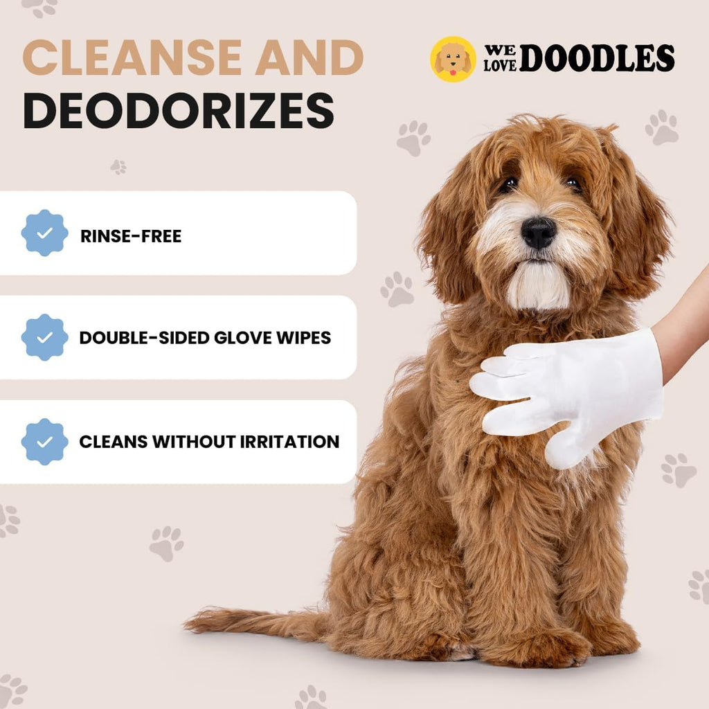 Pet Glove Wipes for Dogs, Double-Sided Cleaning, Paws Face Body Ears 12 PCS