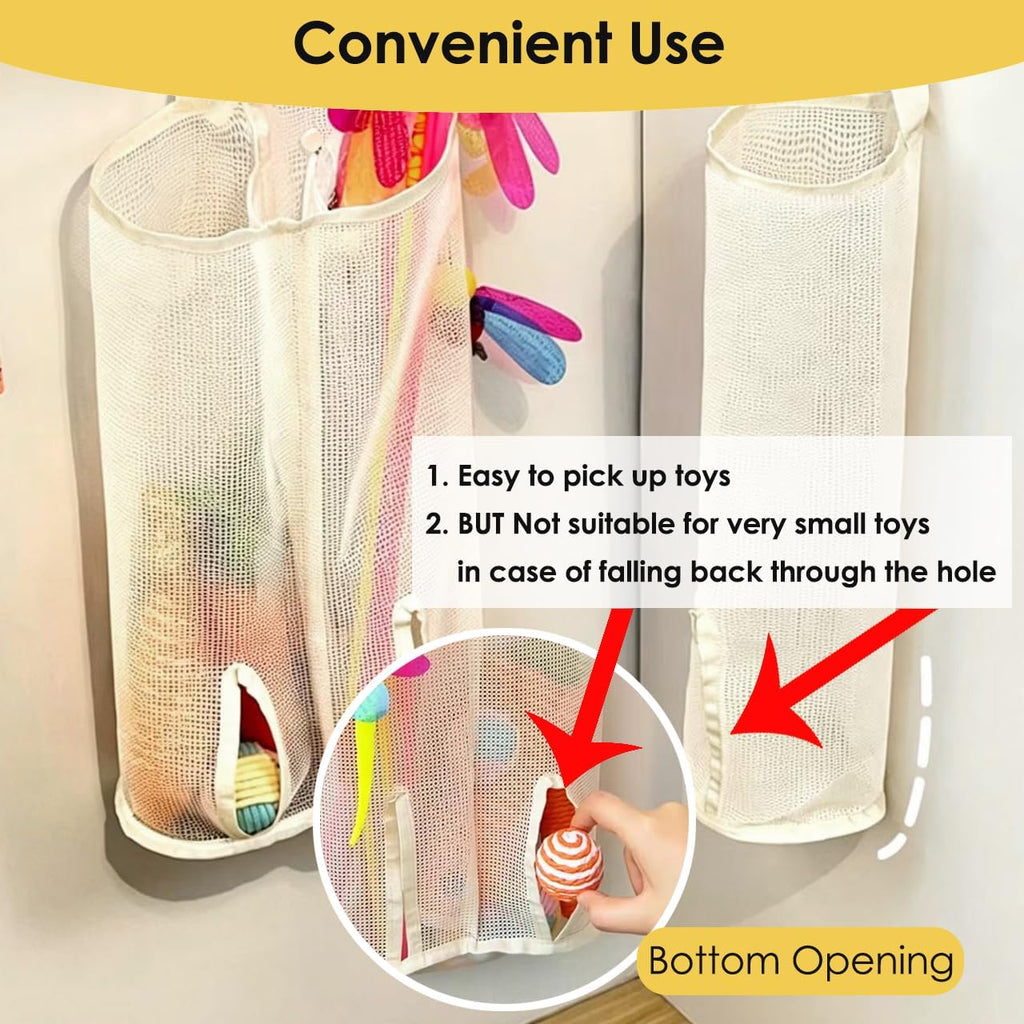 2 Pcs 15.16" Height Cat Wand Toy Organizer Storage Holder Bag, Not Suitable for Small Toys (w/ an Opening in the Bottom), Kitten Stick Toy Mesh for Cat Feather Toys Wall Hanging with Adhesive Hooks