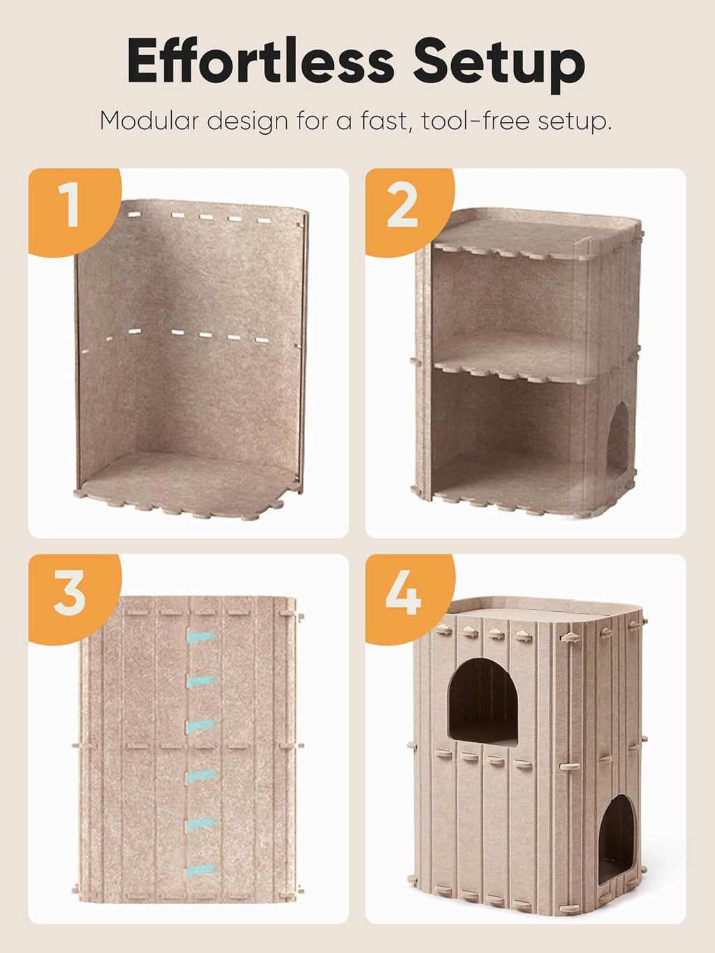 FUKUMARU Cat House for Indoor Cats, Warm Felt Cat Bed, Scratch Resistant