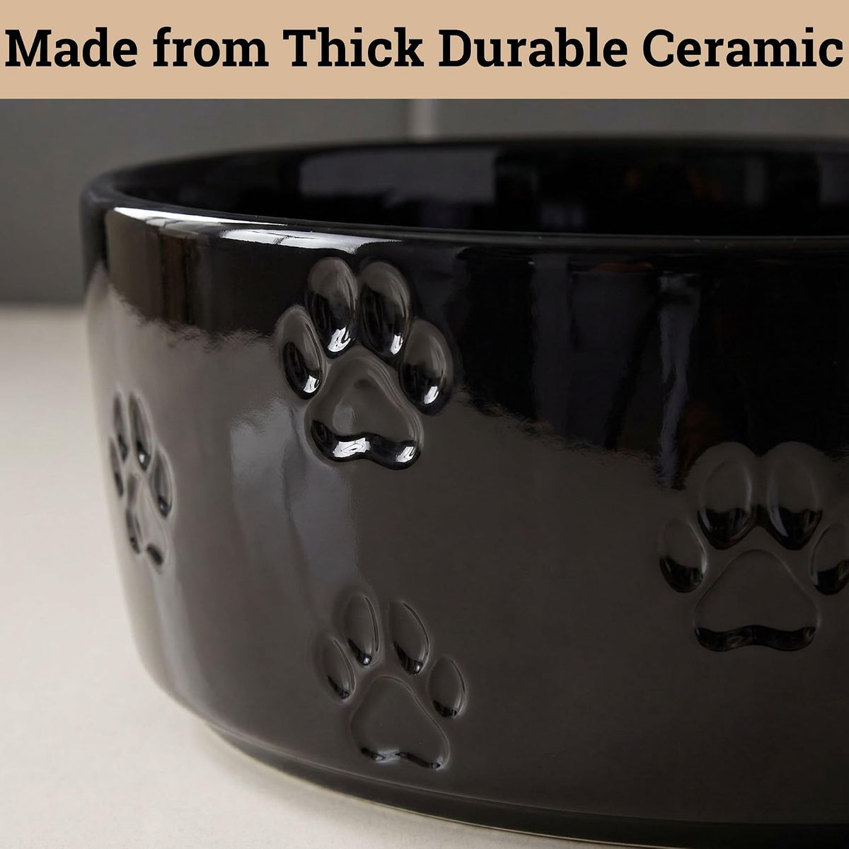 Ceramic Dog Bowl Set of 2 w/ Anti-Skid Base 6.5"W x 2.5"H, 3.8 Cup Capacity