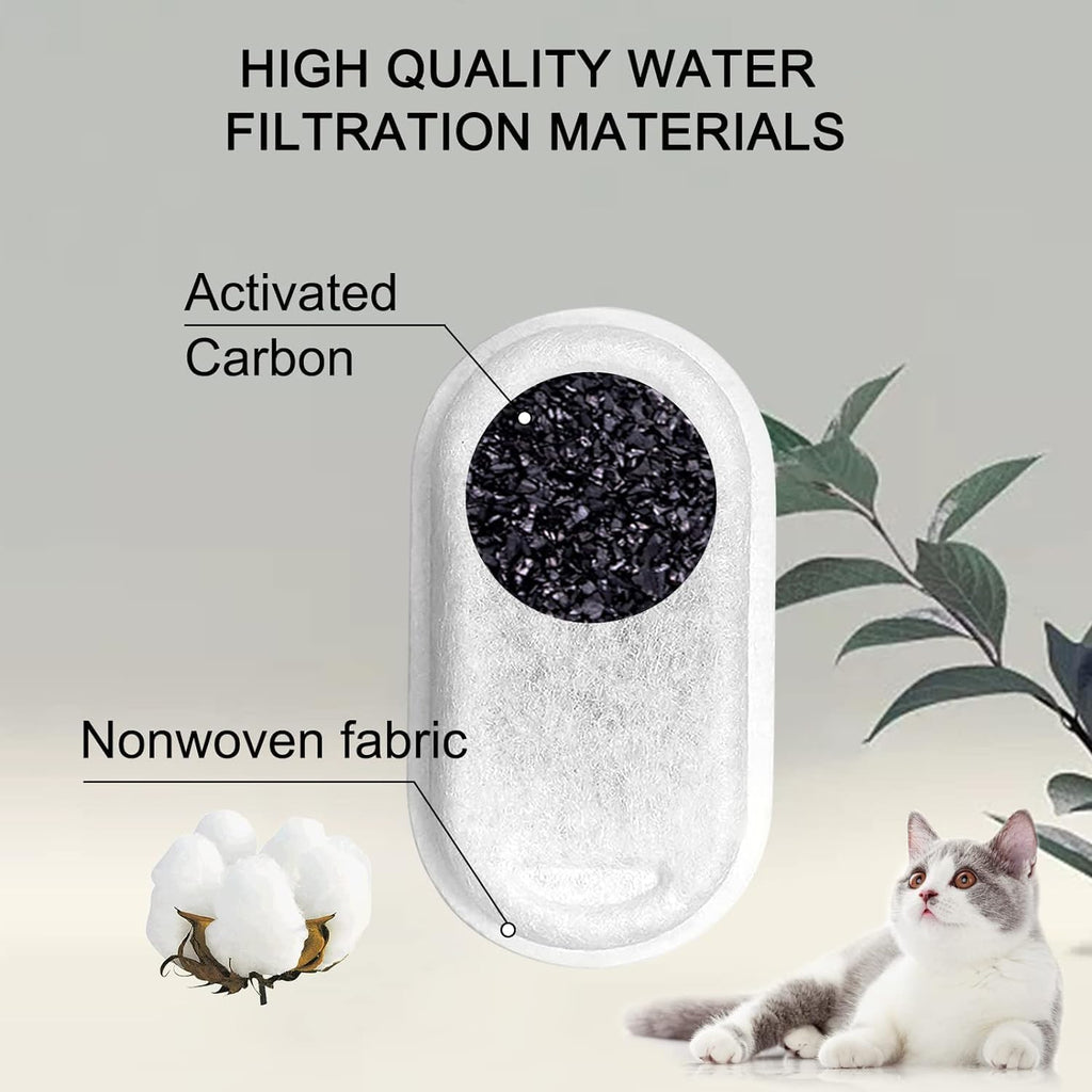 Cat Water Fountain Filters for 108/3.2L& 67oz/2L Stainless Steel Pet Water Dispenser Fountain Filters,8/12/16 Cat Fountain Filter Replacement with 8/12/16 Sponges (24 Filters& 24 Sponges)