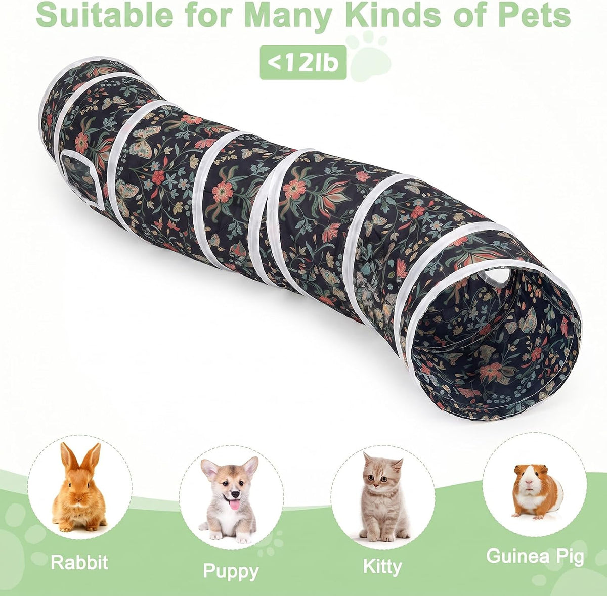 Glittme S-Shape Cat Tunnel, Foldable Cat Tunnels for Indoor Cats